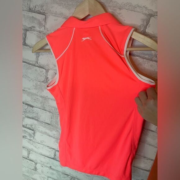 Slazenger Neon Orange Pink Zip up Golf Pickleball Tennis Tank - Picture 6 of 7